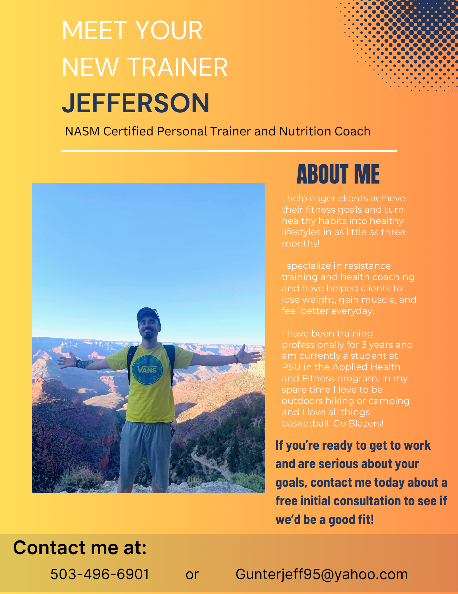 Jefferson Gunter personal trainer flyer